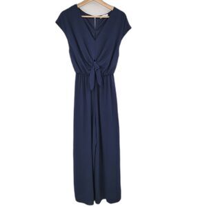Makk Fashions Womens S Navy Blue V-Neck Sleeveless Jumpsuit